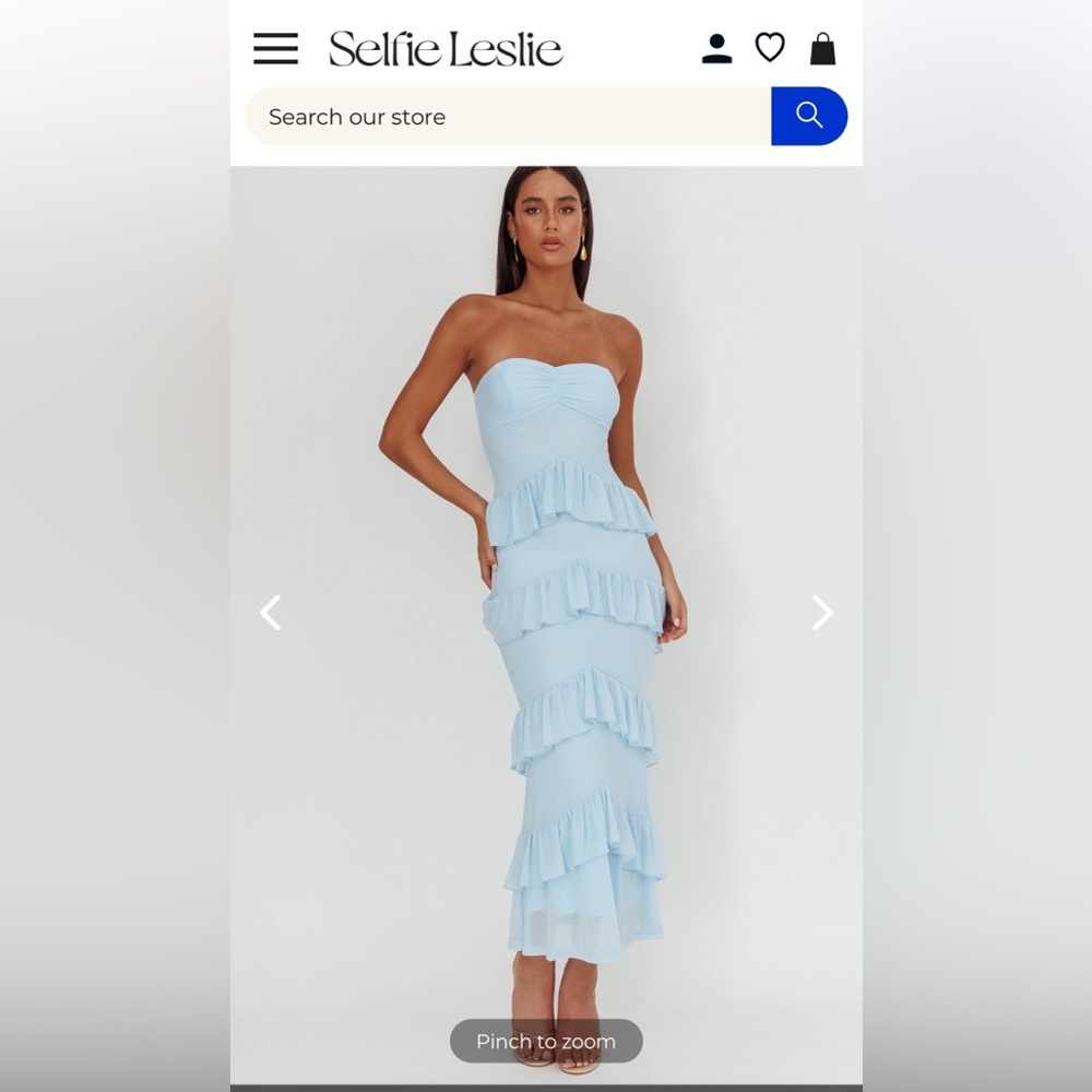 Selfie Leslie Dulce Dreams Sweetheart Neckline Frill Maxi Dress Blue
